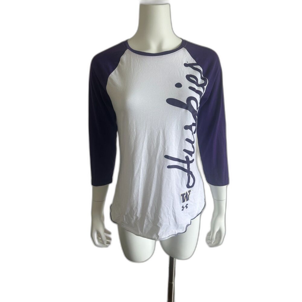 Washington Huskies T shirt.  Three quarter sleeves.  Size M.